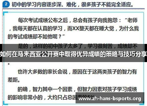 如何在马来西亚公开赛中取得优异成绩的策略与技巧分享